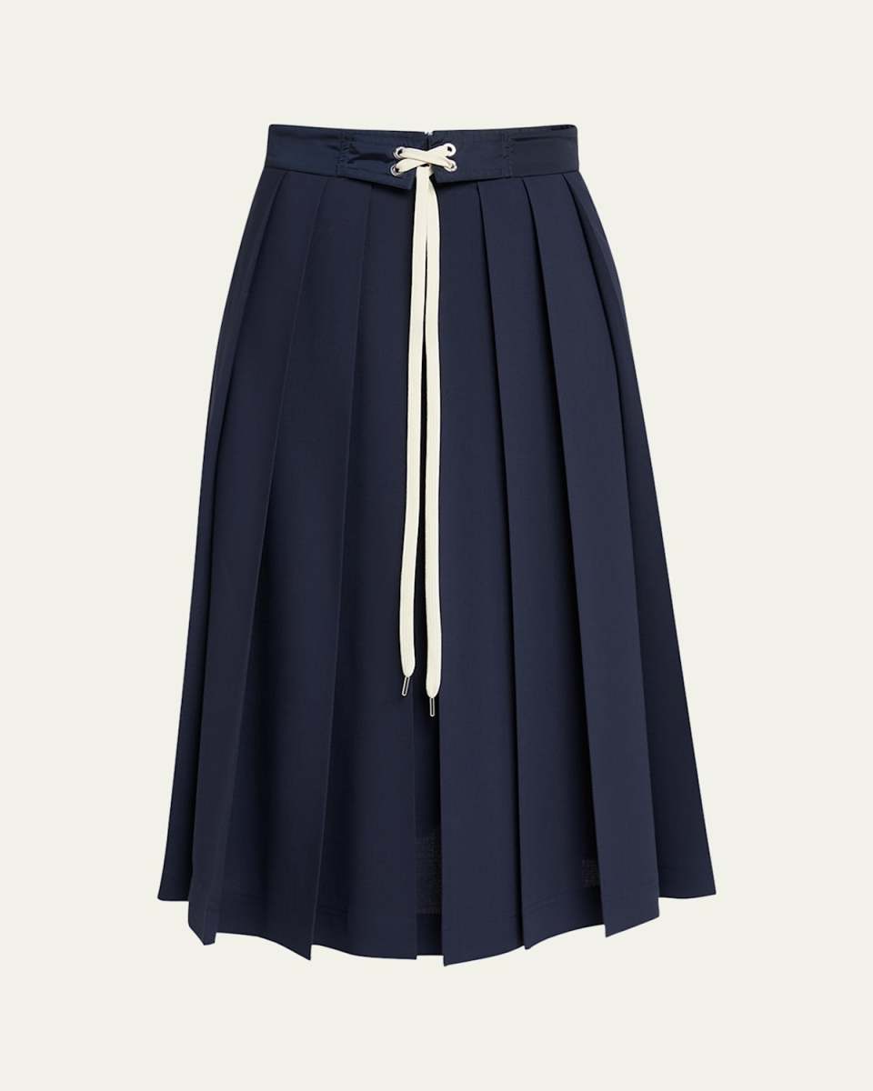 Pleated A-Line Midi Skirt